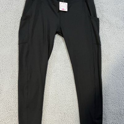 Nadine West Workout Leggings 2X Women Pants Athletic Sporty  Pockets Blk